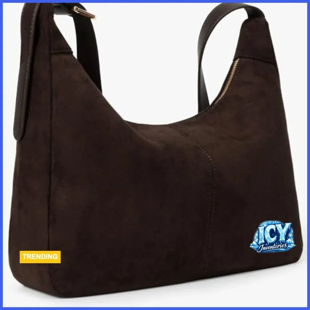 Vegan Leather Hobo Bag Foldable Shoulder Purse with Zipper